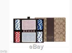 Designer COACH gift for MAN CAVE GAMBLING SET playing cards chip dice poker new