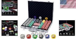 Durable Aluminum Poker Chip Set with 500 Casino Chips Perfect for Gatherings