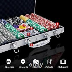 Durable Aluminum Poker Chip Set with 500 Casino Chips Perfect for Gatherings