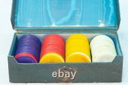 Dyed Bovine Poker Gambling Chips Set 137 Antique Chips Yellow, Red, Purple White