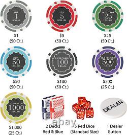 Eclipse Poker Chip Set in Aluminum Carry Case Heavyweight 14-Gram Casino Quali