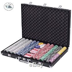 Eight24hours 1000 Chips Poker Chip Set 11.5 Gram Holdem Cards Game with Black