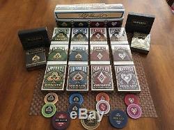 Entire Set of Ornate Playing Cards all 14 decks + poker chips and dealer coins