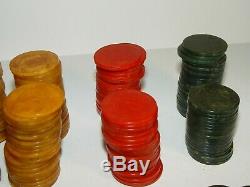 Estate 1.5 Old Vintage Catalin Bakelite Swirl Marbled Poker Chips Set Of 250 +