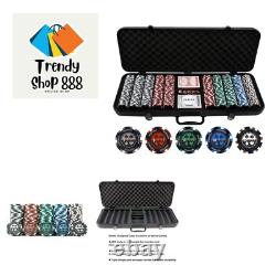 Exclusive 500 Clay Poker Chips with Playing Cards & Dice Ultimate Poker Set