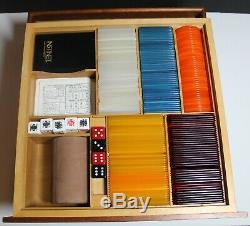 Exotic Wood Rare Italian Luxury Poker Set Chips / Plaques Cards & Dice