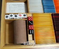 Exotic Wood Rare Italian Luxury Poker Set Chips / Plaques Cards & Dice
