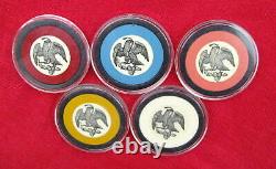 FINE & SCARCE ANTIQUE SET OF 5 MEXICAN EAGLE OVERSIZE POKER CHIPS EARLY 1900's