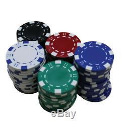 FREE SHUFFLER with Dice Texas Holdem Poker Chip Set 500ct & Folding Table Top