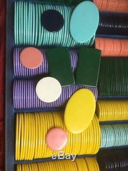 Fabulous Vintage Gaming Poker Chips Set Big Old Counters Very Early Plastic Best