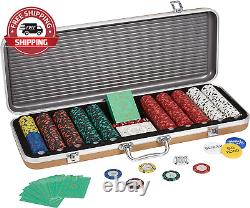 Fake ACES-500 Piece 14 Gram Clay Composite Poker Chip Set with Case. Premium Pla