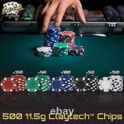Fat Cat 11.5 Gram Texas Hold'em Claytec Poker Chip Set with Aluminum Case, 500