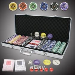 Fat Cat Hold'em Dealer Poker Chip Set Professional In Alumimum Case With 500 PCS