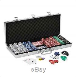 FatCat Texas Hold' Em Dealer Poker Chip Set 500 Count Chips Dice Cards Storage