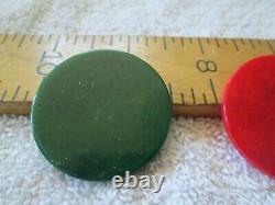 Fine Set of 301 Bakelite Poker Chips withOB Red, Green & Butterscotch Swirls