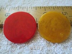 Fine Set of 301 Bakelite Poker Chips withOB Red, Green & Butterscotch Swirls