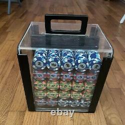 Full Set! 1000 Rare Paulson top hat and cane poker chips + racks & Clear Case
