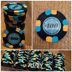 Full Set! 1000 Rare Paulson top hat and cane poker chips + racks & Clear Case