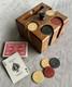 Full Set of Antique Clay Poker Chips Embossed withDog, Cat & Monkey Playing Poker