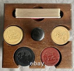Full Set of Antique Clay Poker Chips Embossed withDog, Cat & Monkey Playing Poker