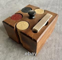 Full Set of Antique Clay Poker Chips Embossed withDog, Cat & Monkey Playing Poker