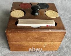 Full Set of Antique Clay Poker Chips Embossed withDog, Cat & Monkey Playing Poker