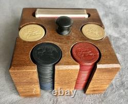 Full Set of Antique Clay Poker Chips Embossed withDog, Cat & Monkey Playing Poker