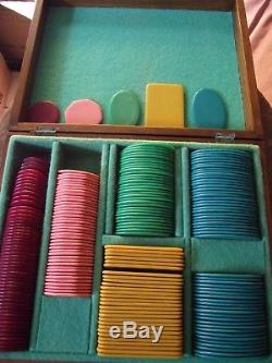 Full set of authentic vintage galalith poker chips without numeration