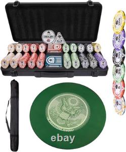 GEMPOKER 14 Gram Clay Poker Chips Set and Professional round Poker Mat for Table