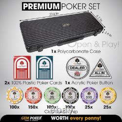 GEMPOKER 14 Gram Clay Poker Chips Set and Professional round Poker Mat for Table