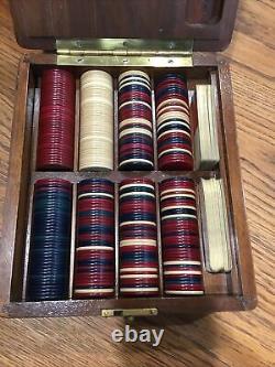 GSH Antique vintage Clay chip wood hard box case poker Gambling box Gaming set