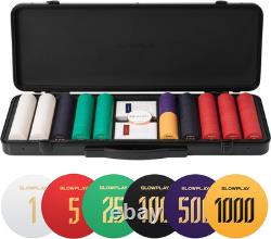 Godel Ceramic Poker Chips Set 500PCS Numbered 39mm 10g Texas Hold'em Case