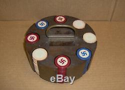 Good Luck SWASTIKA POKER CHIP SET with holder & dust cover 208 Colored Chips