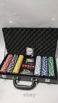 Guinness Complete Set of Authentic Poker Chips, Cards, Dice, Dealer Disk With Case
