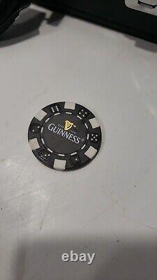 Guinness Complete Set of Authentic Poker Chips, Cards, Dice, Dealer Disk With Case
