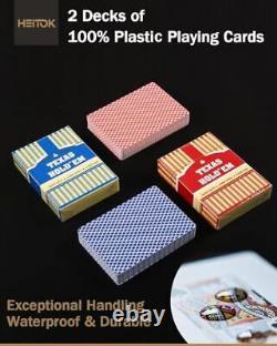 HEITOK Clay Poker Chip Set for Texas Hold'em, 300 PCS with Denominations Prof