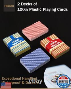 HEITOK Clay Poker Chip Set for Texas Hold'em, 500 PCS with Denominations, Pro