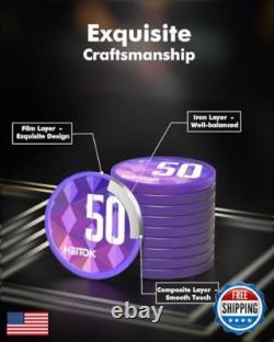HEITOK Poker Chip Set Denominations, 11.5g Weighted Numbered Casino Chips, 5