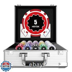 HEITOK Poker Set 600 Chips, 11.5g Double-Injection Iron Core, D