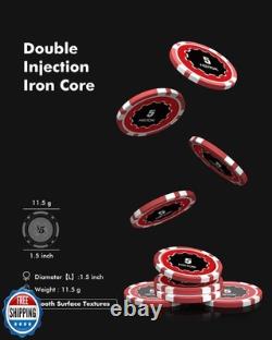 HEITOK Poker Set 600 Chips, 11.5g Double-Injection Iron Core, D