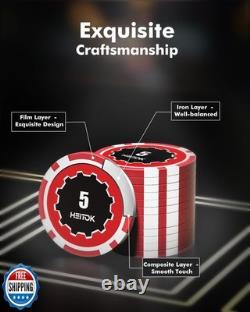 HEITOK Poker Set 600 Chips, 11.5g Double-Injection Iron Core, D