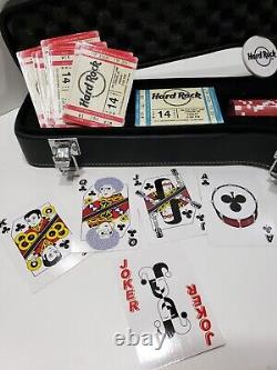 Hard Rock Cafe Guitar Case Poker Set 200 Chips 2 Decks Cards Quality 23x10 Large