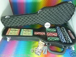 Hard Rock Cafe Poker Set, Guitar Case, 200 Poker Chips, 2 Decks Playing Cards, New