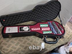 Hard Rock Cafe Poker Set Guitar Case Limited Edition Game Chips Cards Case Dice