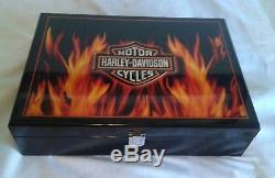 Harley-Davidson Texas Holdem Flamed Poker 200 Chip Set Sealed Chips & Cards