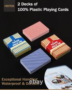 Heitok 500pcs 14g Clay Poker Chip Set with Denominations & High-end Carrying