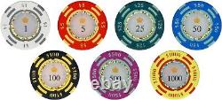 High-End Poker Chips Set 500 Crown Casino with Denominations 13.5 Gram
