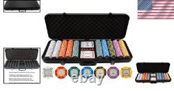 High-Quality 500-Piece Poker Chip Set with Custom Designs & Tough Storage Case