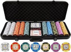 High-Quality 500-Piece Poker Chip Set with Custom Designs & Tough Storage Case