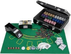 High-Quality 600 PCS Clay Poker Chips Set with Automatic Shuffler and Dices